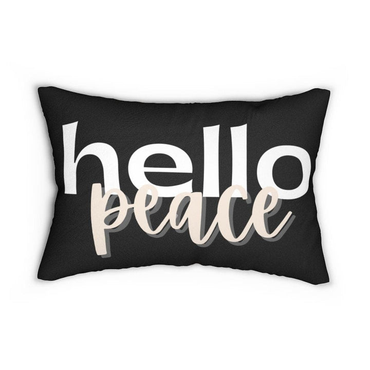 Decorative Lumbar Throw Pillow - Hello Peace - Beige/black - Decorative/Throw