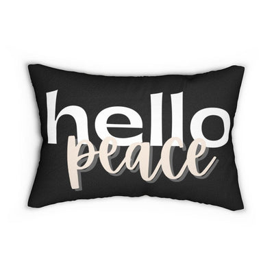 Decorative Throw Pillow - Double Sided Sofa Pillow / Hello Peace - Beige/black