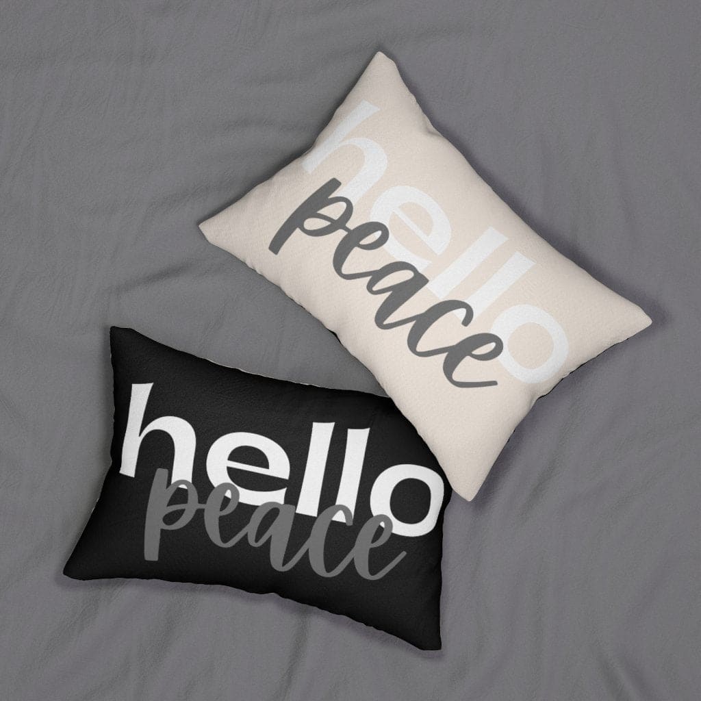 Decorative Lumbar Throw Pillow - Hello Peace - Black/beige - Decorative/Throw