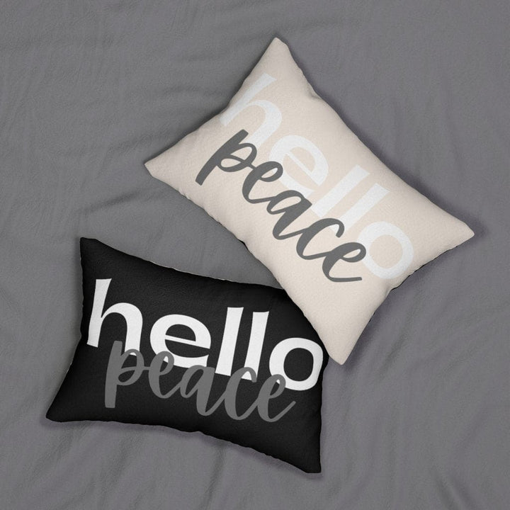Decorative Lumbar Throw Pillow - Hello Peace - Black/beige - Decorative/Throw