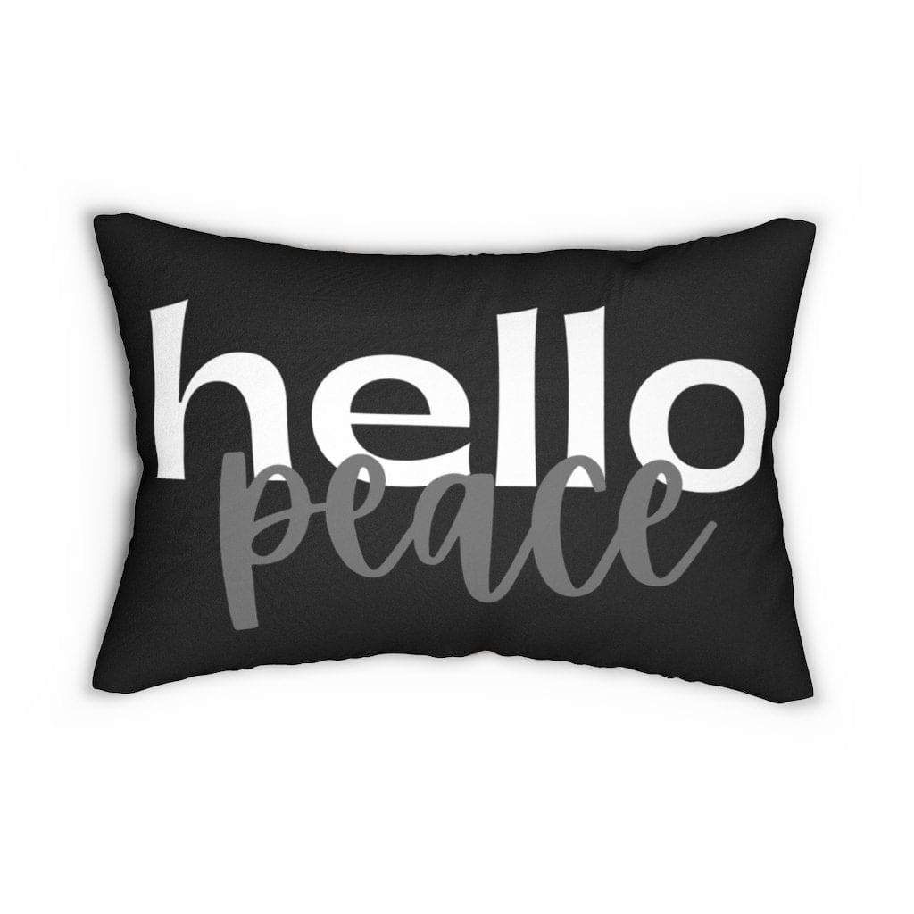 Decorative Lumbar Throw Pillow - Hello Peace - Black/beige - Decorative/Throw