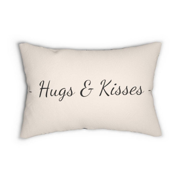 Decorative Lumbar Throw Pillow - Hugs and Kisses - Beige Black