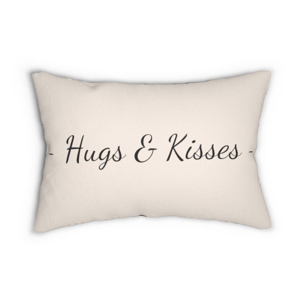 Decorative Throw Pillow - Double Sided Sofa Pillow / Hugs & Kisses - Beige