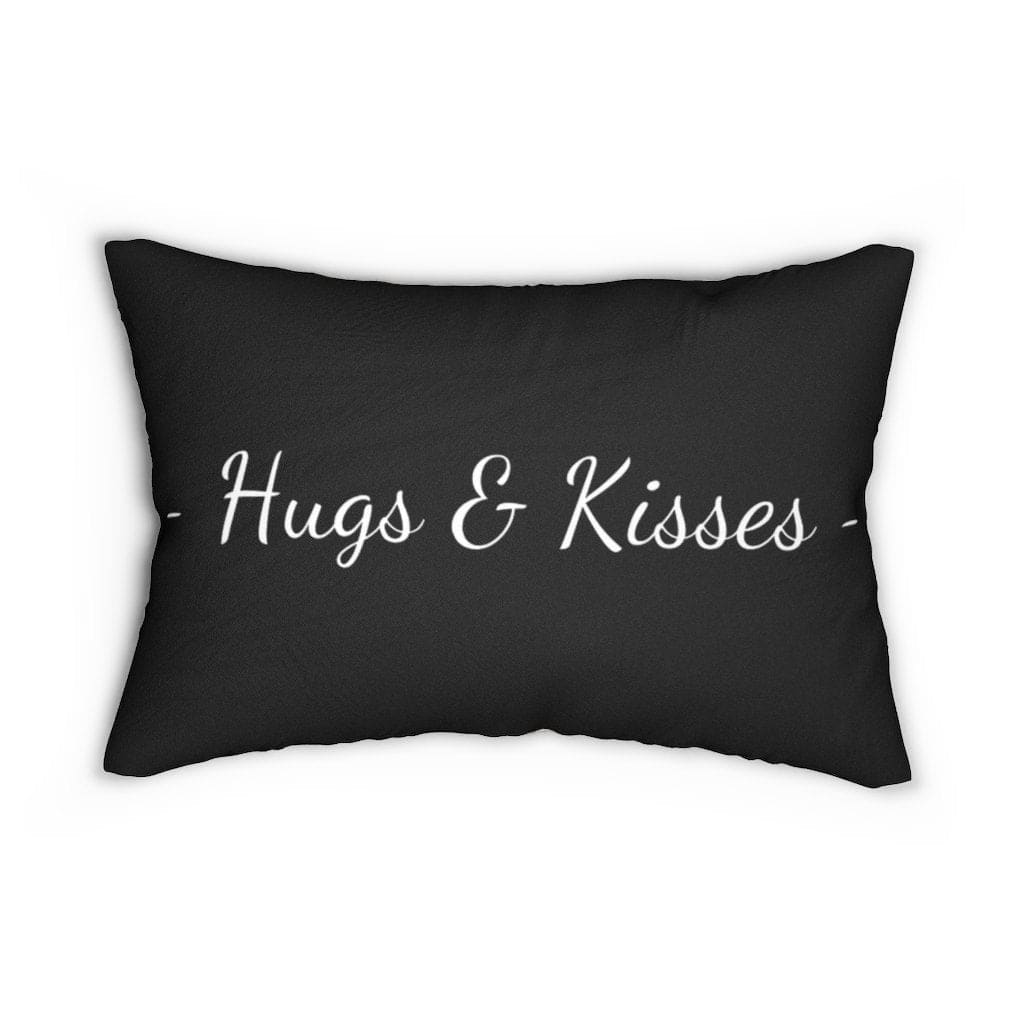 Decorative Lumbar Throw Pillow - Hugs and Kisses - Beige Black
