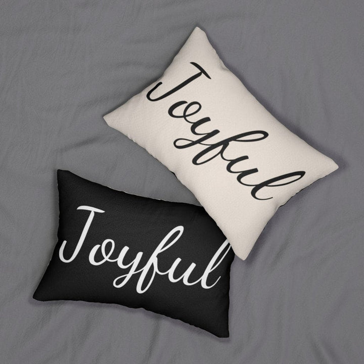 Decorative Lumbar Throw Pillow - Joyful - Beige Black - Decorative/Throw