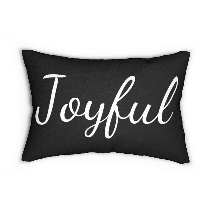 Decorative Lumbar Throw Pillow - Joyful - Beige Black - Decorative/Throw