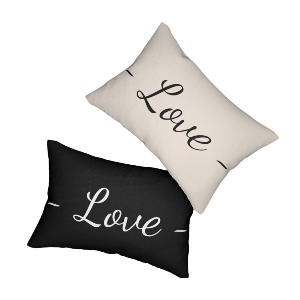 Decorative Lumbar Throw Pillow - Love - Beige Black - Decorative/Throw
