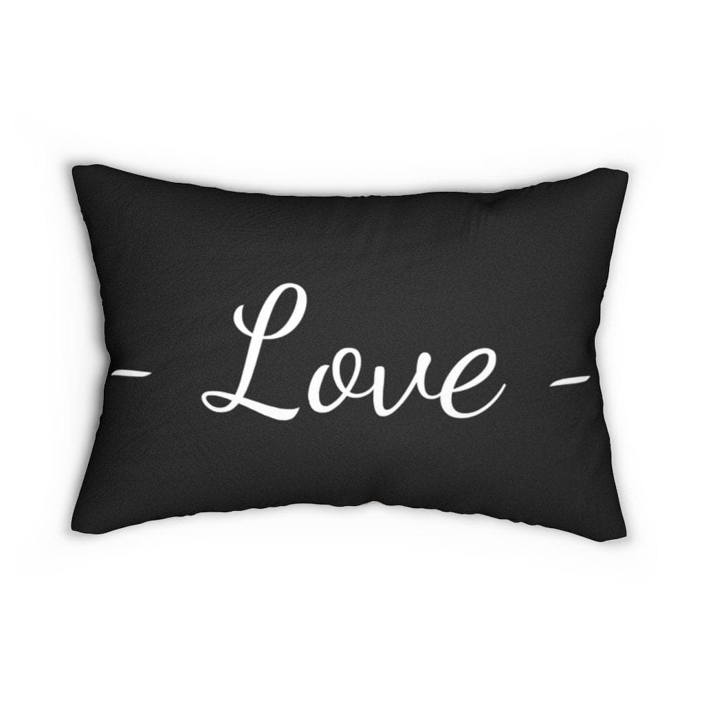 Decorative Lumbar Throw Pillow - Love - Beige Black - Decorative/Throw