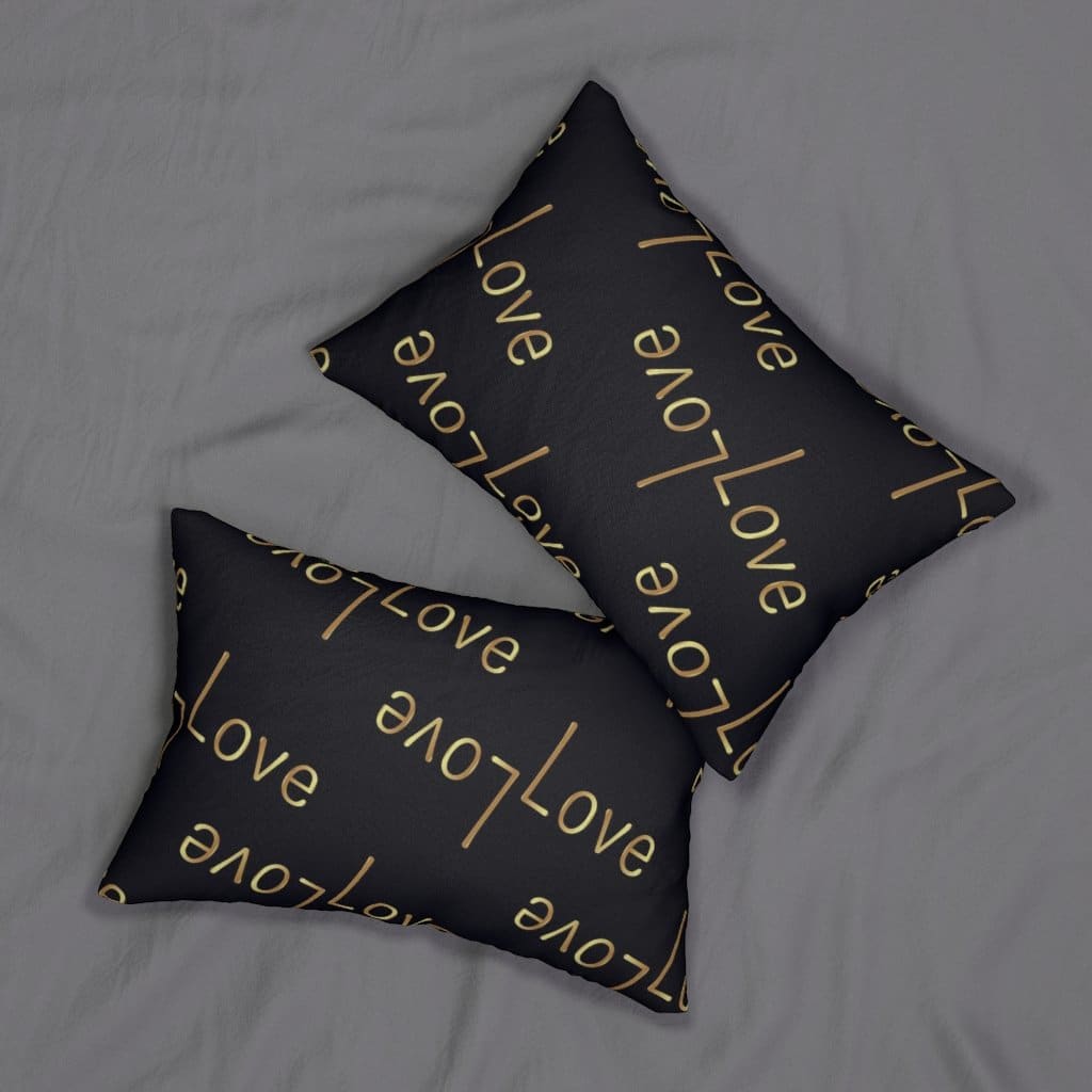 Decorative Throw Pillow - Double Sided Sofa Pillow / Love Love - Black/beige