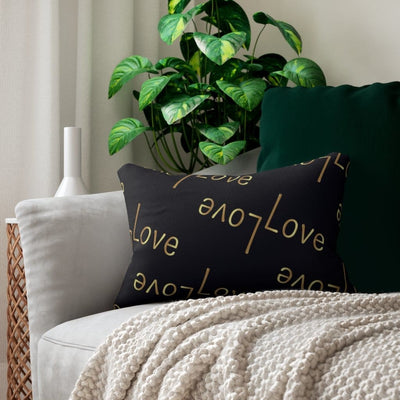 Decorative Throw Pillow - Double Sided Sofa Pillow / Love Love - Black/beige