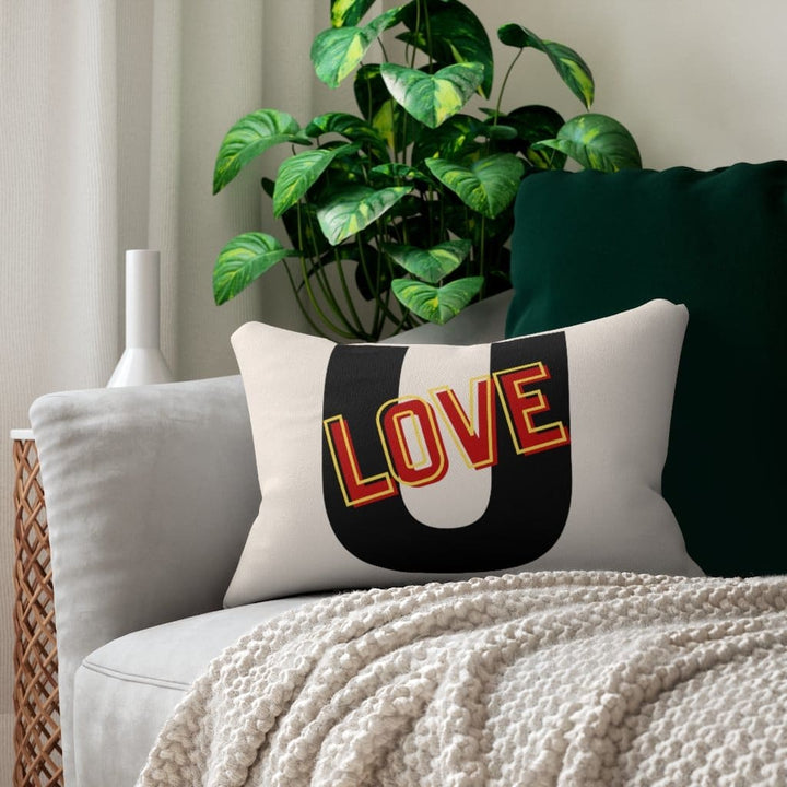 Decorative Lumbar Throw Pillow - Love u - Beige - Decorative/Throw