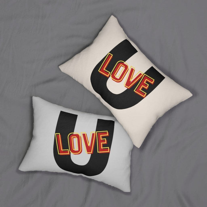 Decorative Lumbar Throw Pillow - Love u - Beige - Decorative/Throw