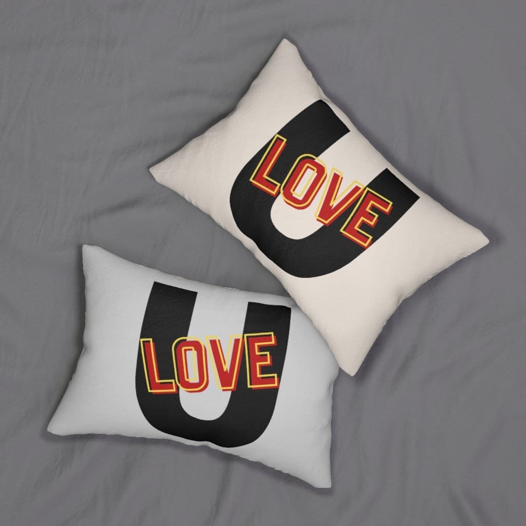 Decorative Throw Pillow - Double Sided Sofa Pillow / Love u - Beige/grey