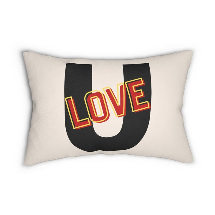 Decorative Lumbar Throw Pillow - Love u - Beige - Decorative/Throw