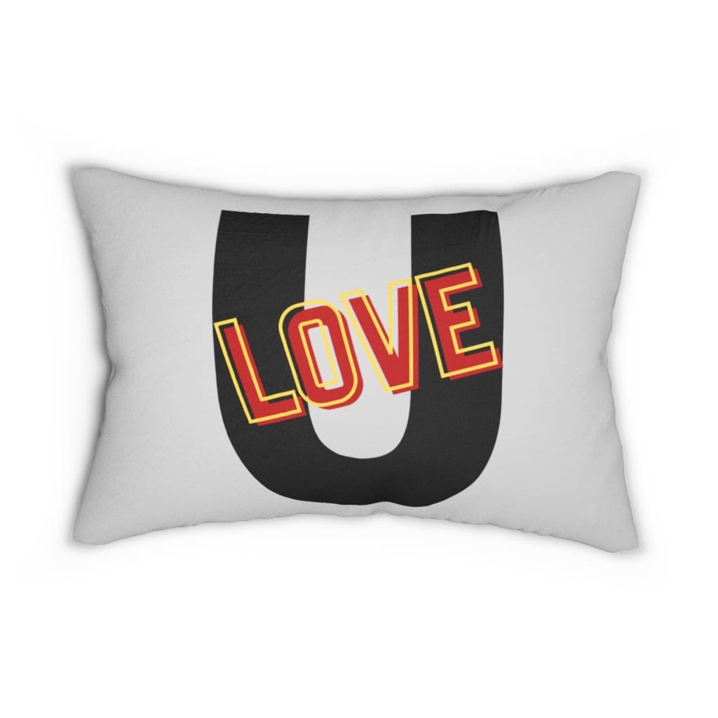 Decorative Throw Pillow - Double Sided Sofa Pillow / Love u - Beige/grey