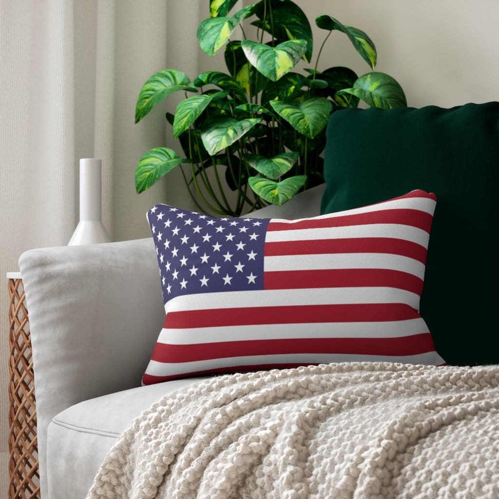 Decorative Lumbar Throw Pillow - Usa Flag Pattern - Decorative/Throw
