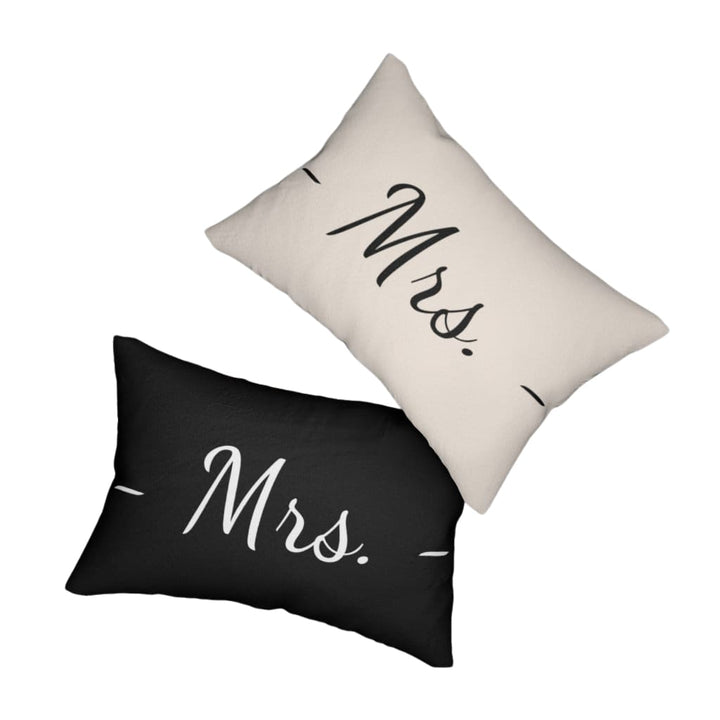 Decorative Lumbar Throw Pillow - Mrs. - Beige Black - Decorative/Throw