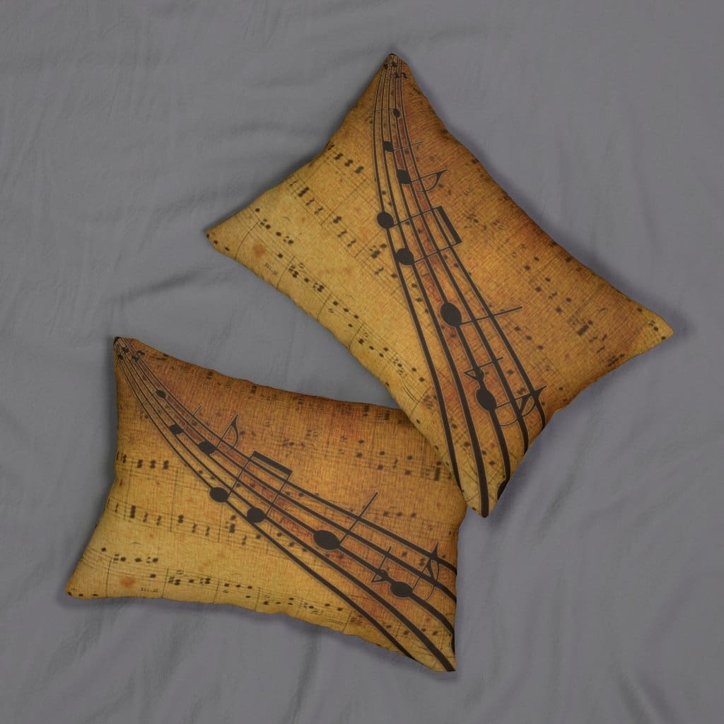Decorative Throw Pillow - Double Sided Sofa Pillow / Musical Notes - Brown