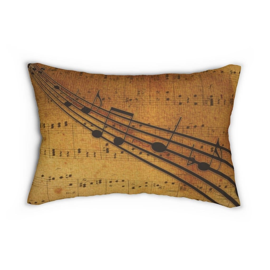 Decorative Throw Pillow - Double Sided Sofa Pillow / Musical Notes - Brown