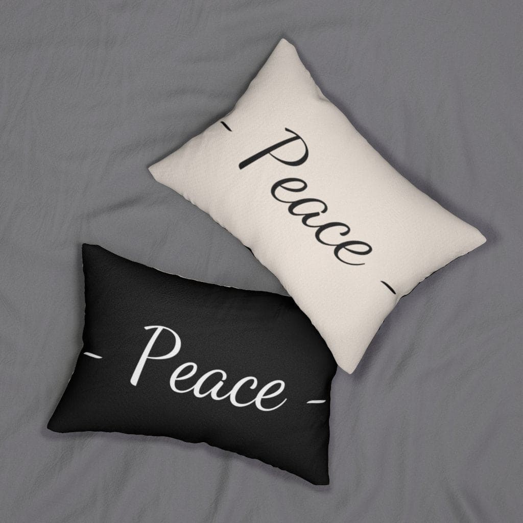 Decorative Lumbar Throw Pillow - Peace - Beige Black - Decorative/Throw