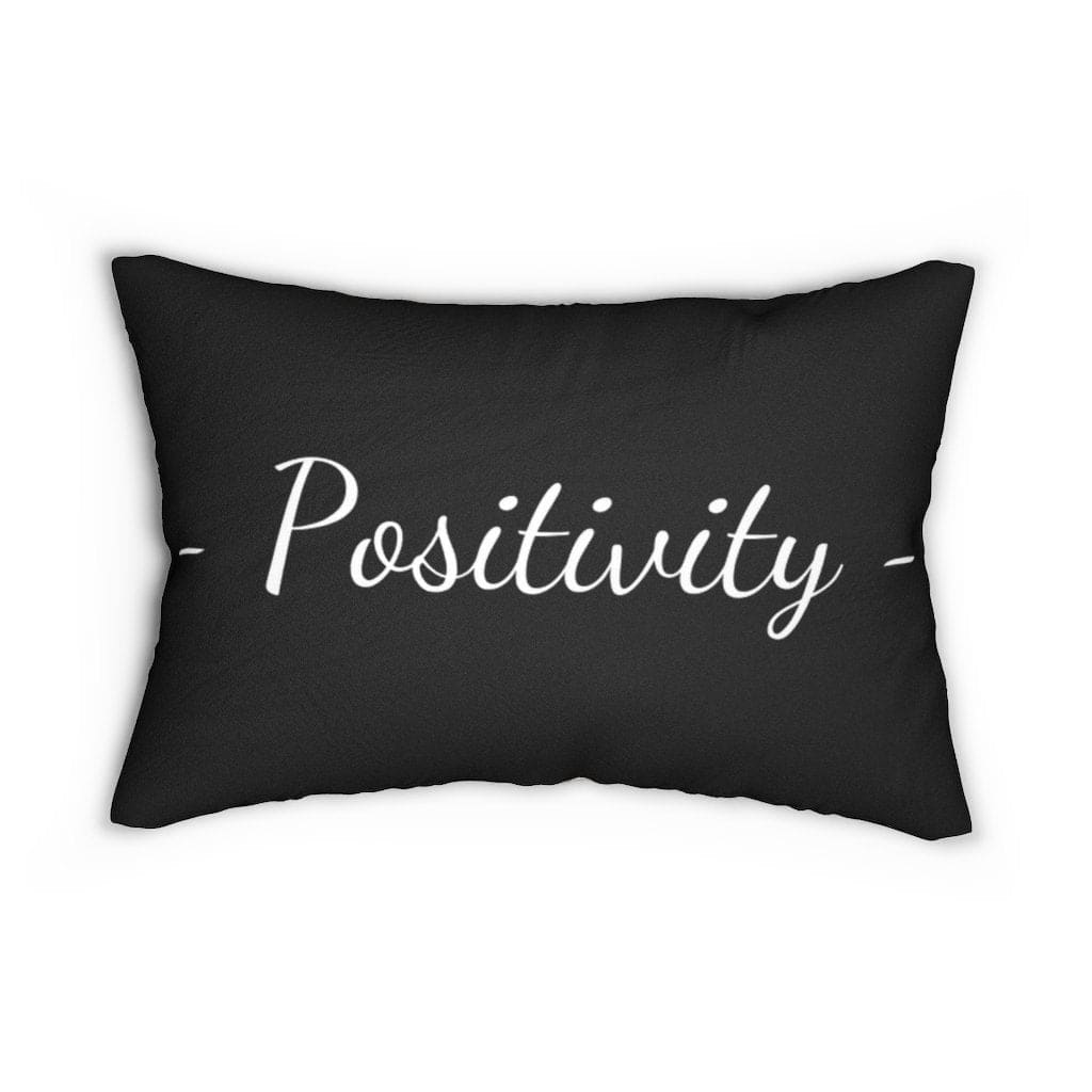 Decorative Lumbar Throw Pillow Beige And Black Positivity Word Art Print
