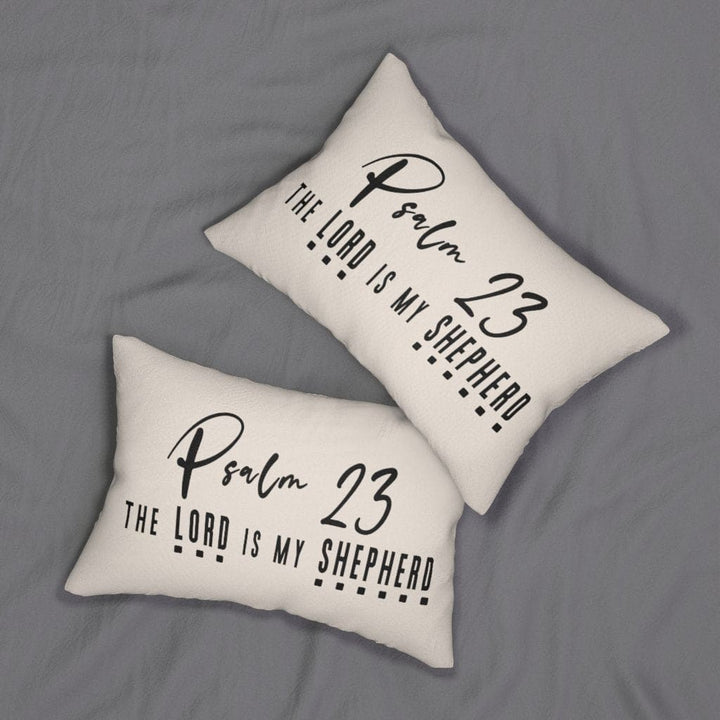 Decorative Lumbar Throw Pillow - Psalm 23 - Beige Black - Decorative/Throw