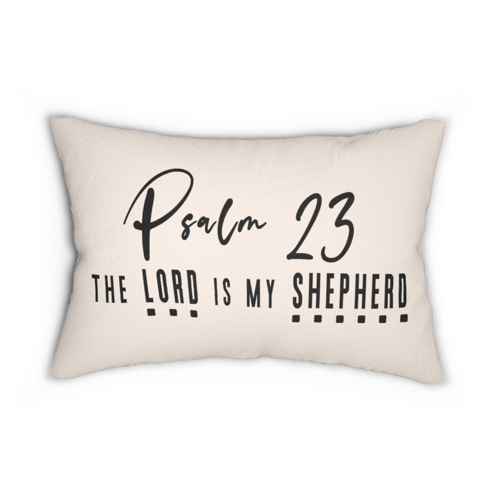 Decorative Lumbar Throw Pillow - Psalm 23 - Beige Black - Decorative/Throw