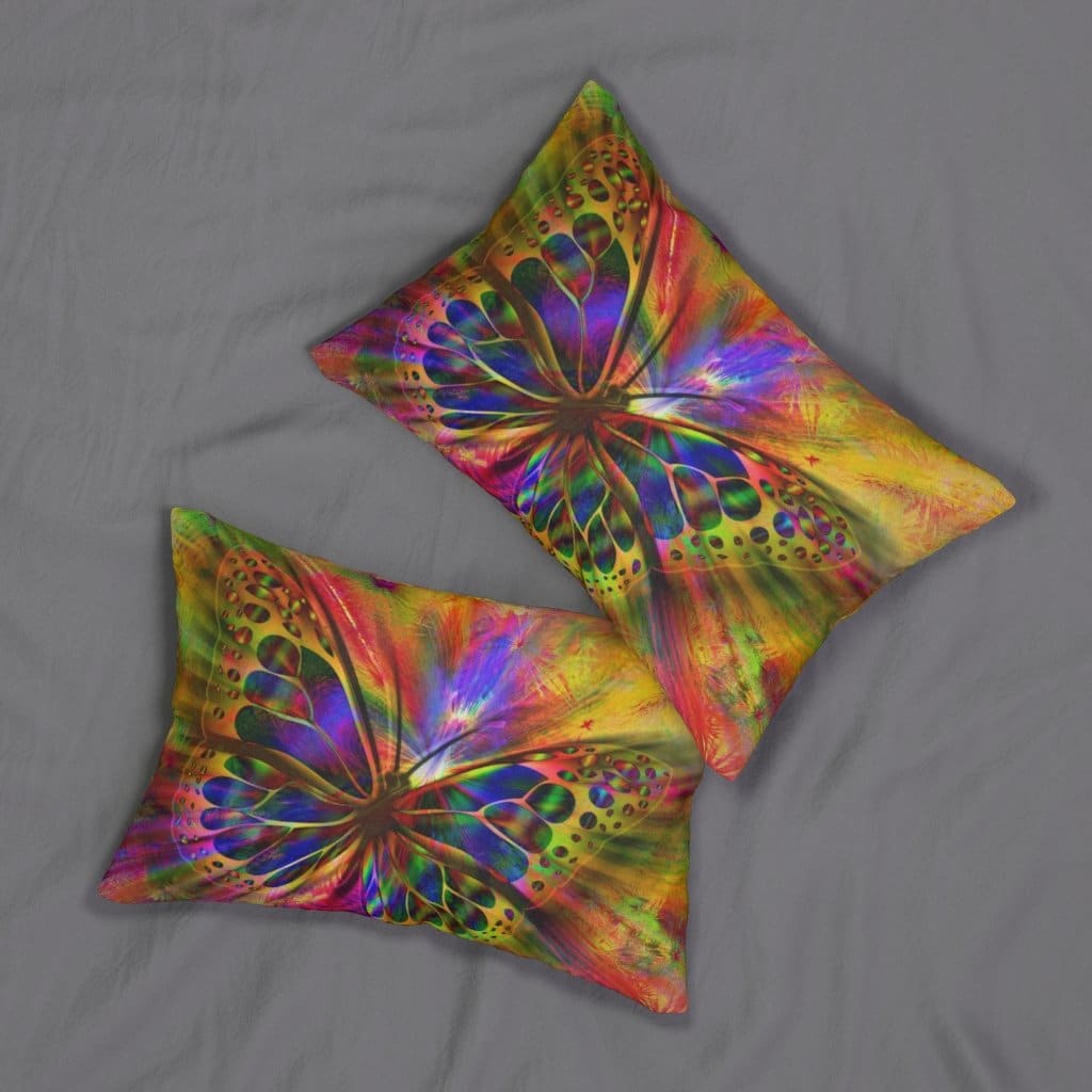 Decorative Lumbar Throw Pillow - Purple Butterfly - Decorative/Throw