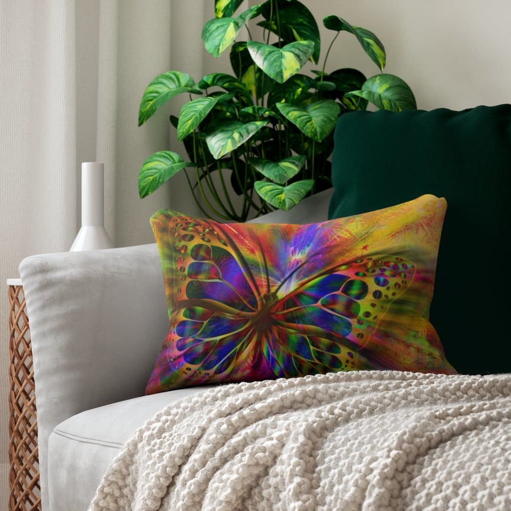 Decorative Lumbar Throw Pillow - Purple Butterfly - Decorative/Throw