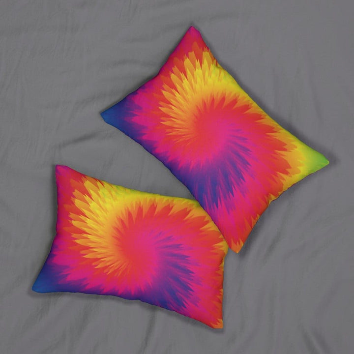 Decorative Lumbar Throw Pillow - Tie Dye Rainbow Swirl Pattern
