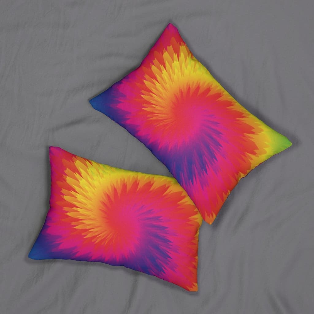 Decorative Lumbar Throw Pillow Tie Dye Rainbow Swirl Pattern - Decorative