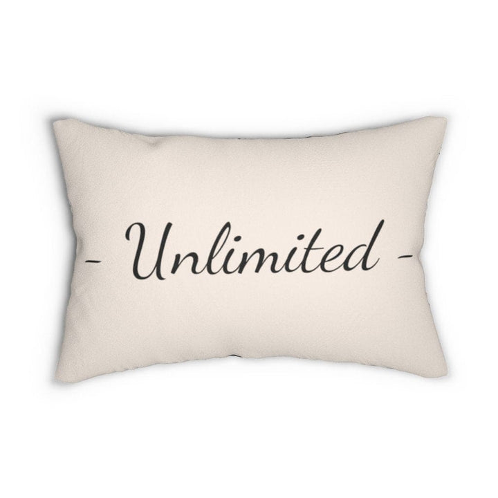 Decorative Lumbar Throw Pillow - Beige and Black Unlimited Word Art Print