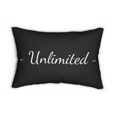 Decorative Lumbar Throw Pillow Beige And Black Unlimited Word Art Print