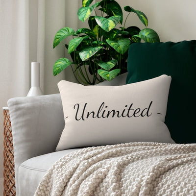 Decorative Lumbar Throw Pillow Beige And Black Unlimited Word Art Print
