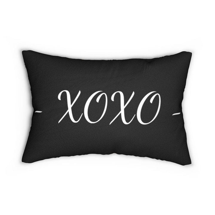 Decorative Lumbar Throw Pillow - Beige and Black Xoxo Word Art Print