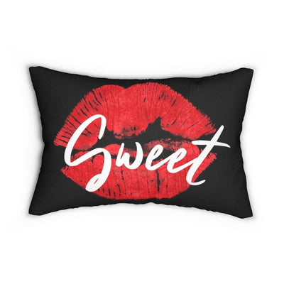Decorative Throw Pillow - Double Sided / Sweet Lips Kiss - Beige/black