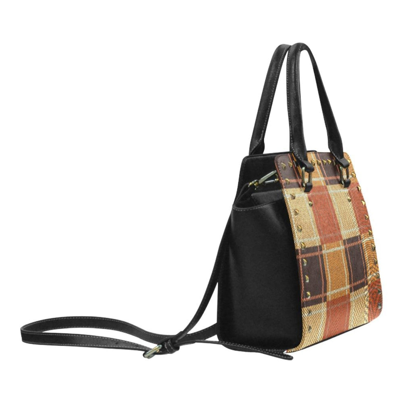 Handbags Brown Checker Rivet Style Top-handle Bag - Bags | Handbags