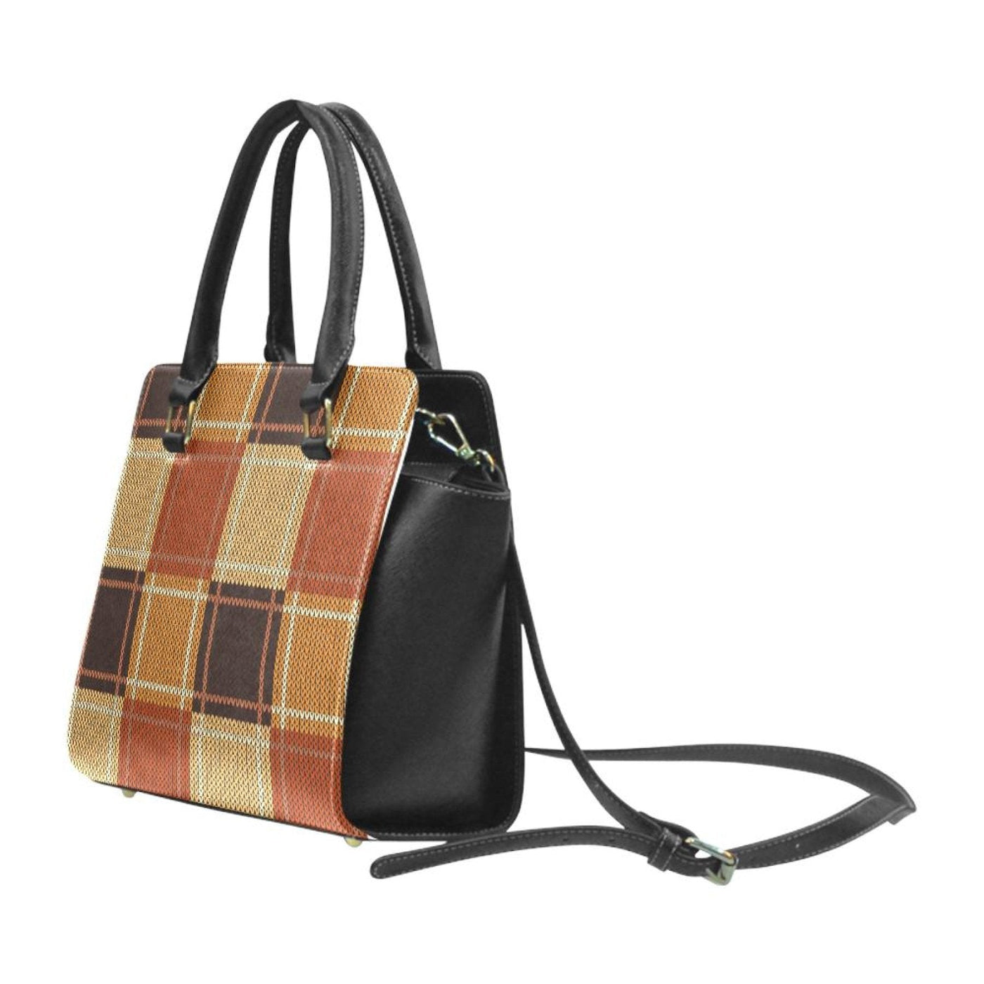 Handbags Brown Checker Rivet Style Top-handle Bag - Bags | Handbags