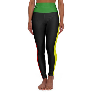 High Waisted Yoga Leggings Black Red Yellow And Green Beating Heart Sports Pants
