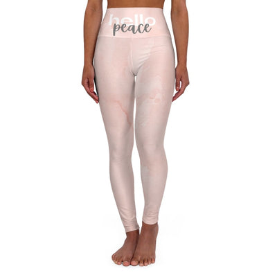 High Waisted Yoga Leggings Peach Marble Style Fitness Pants - Womens | Leggings