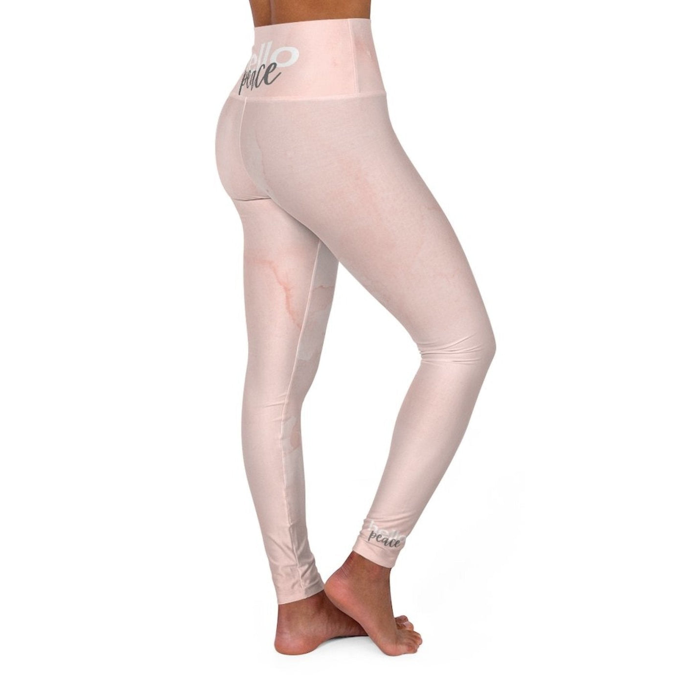 High Waisted Yoga Leggings Peach Marble Style Fitness Pants - Womens | Leggings