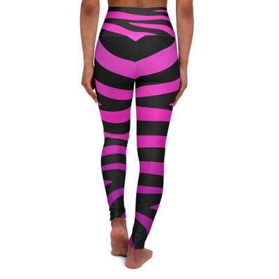 High Waisted Yoga Leggings Purple And Black Stripes - Womens | Leggings | Yoga