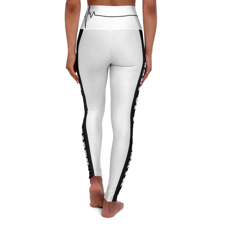 High Waisted Yoga Leggings White And Black Salt Of The Earth Beating Heart