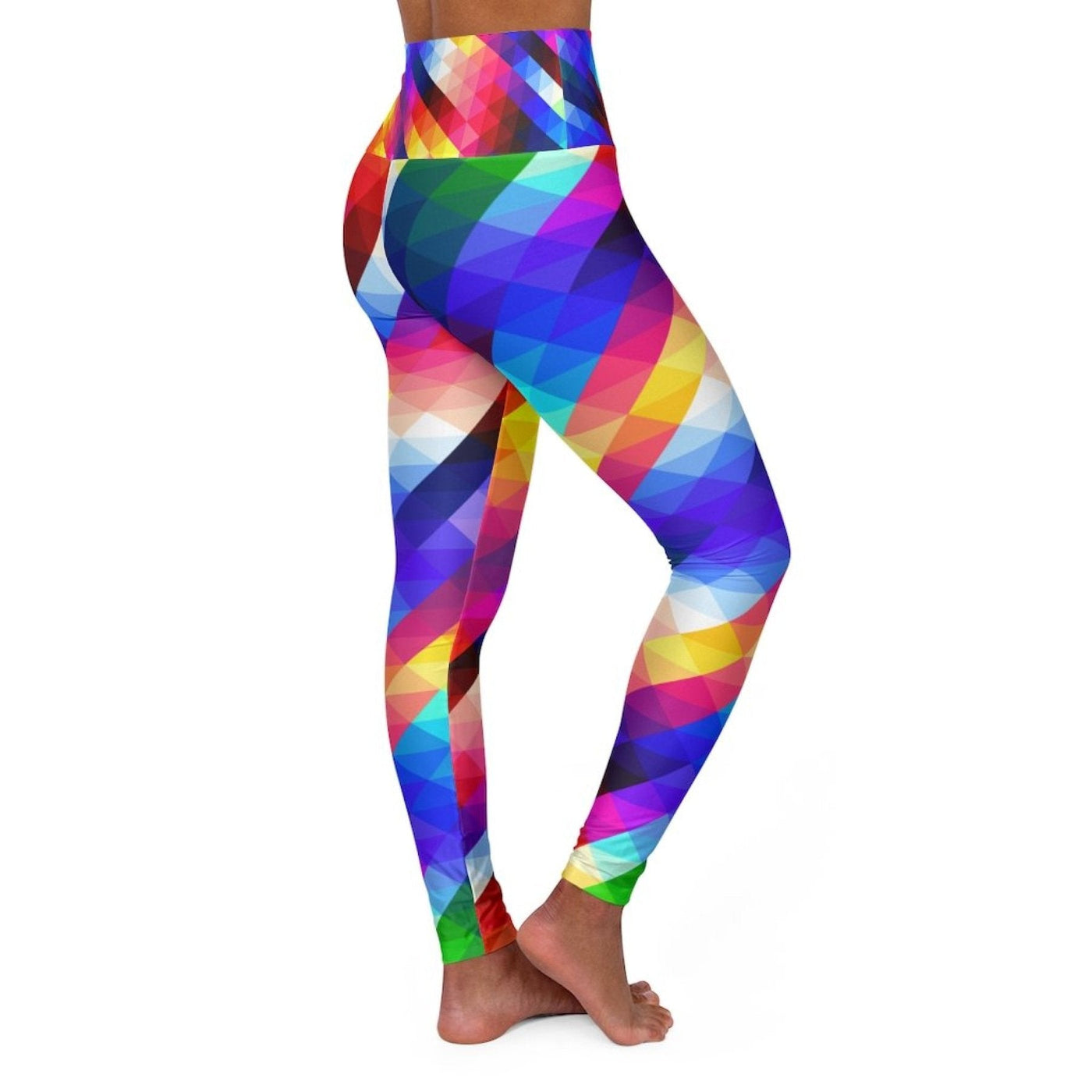 Womens High - waist Fitness Legging Yoga Pants Multicolor Colorblock - Womens