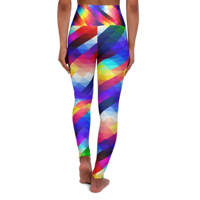 High Waisted Yoga Pants Multicolor Colorblock Sports Pants - Womens | Leggings