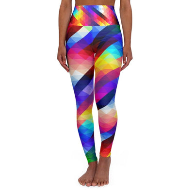 Womens High - waist Fitness Legging Yoga Pants Multicolor Colorblock - Womens