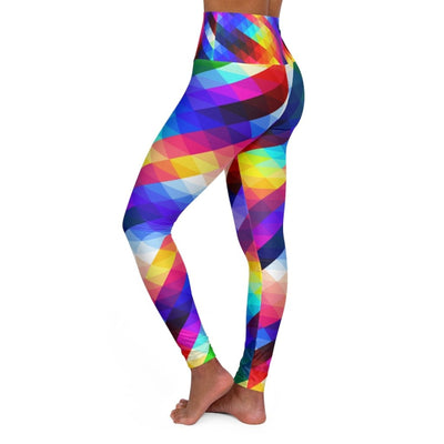 High Waisted Yoga Pants Multicolor Colorblock Sports Pants - Womens | Leggings