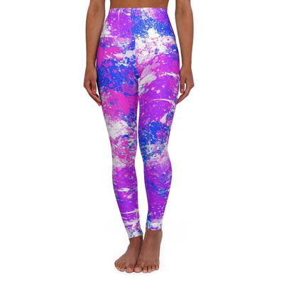 High Waisted Yoga Pants Pink Blue And White Cotton Candy Style Sports Pants -