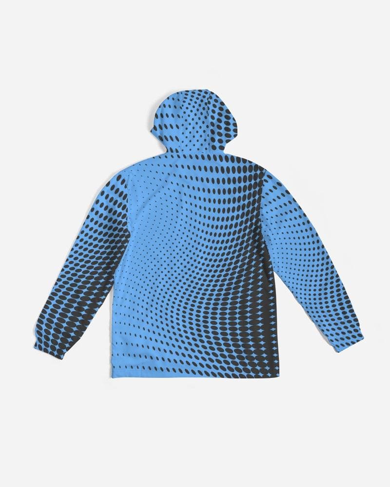 Mens Hooded Windbreaker - Blue Polka Dot Water Resistant Jacket - Jl1g0x - Mens