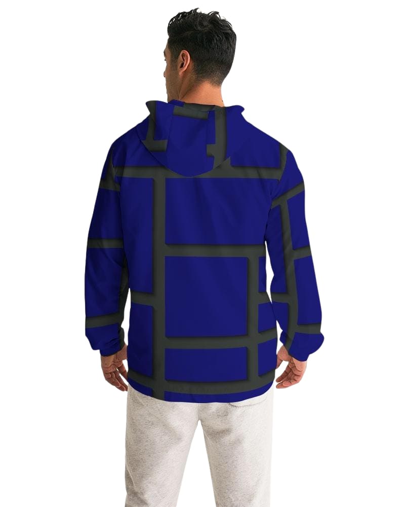 Mens Hooded Windbreaker - Dark Blue Water Resistant Jacket - Jjy30x - Mens